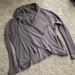 Free People Cowl Neck Criss Cross Thermal Plum XS